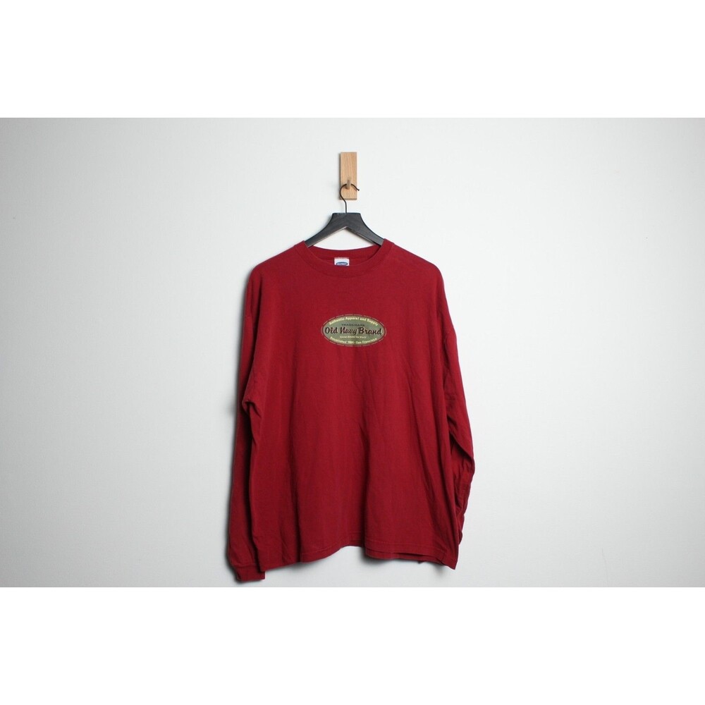Vintage 1990's USA-Made Old Navy Long Sleeve Red T-Shirt - XL